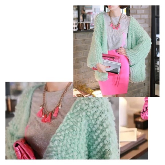 Mint green oversized cardigan - Picture 4 of 5